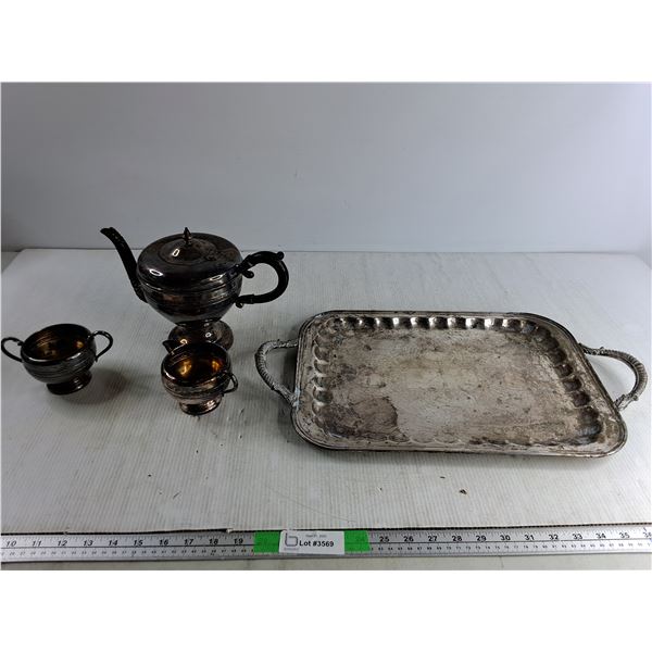 Miscellaneous Plated Copper Cups/Kettle, Tray