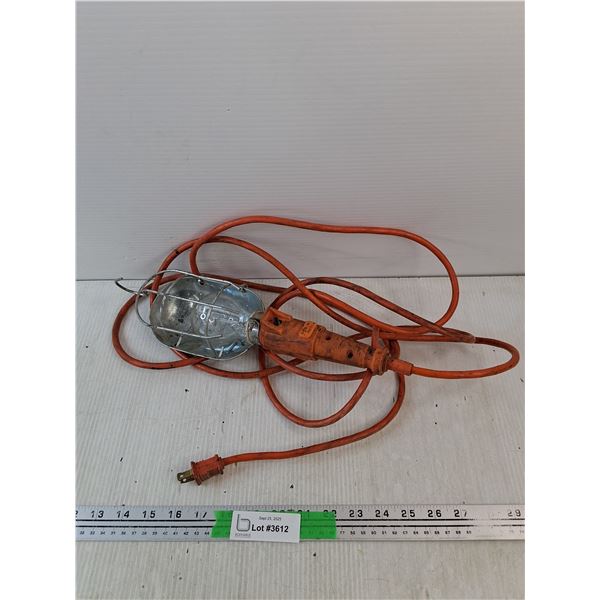 Orange Single Bulb Work Shop Light - Powers On, as Is