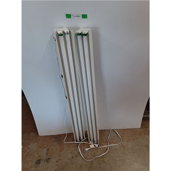*(2) White Double Florescent Workshop Lights 48", Powers On, As Is, Cannot Ship