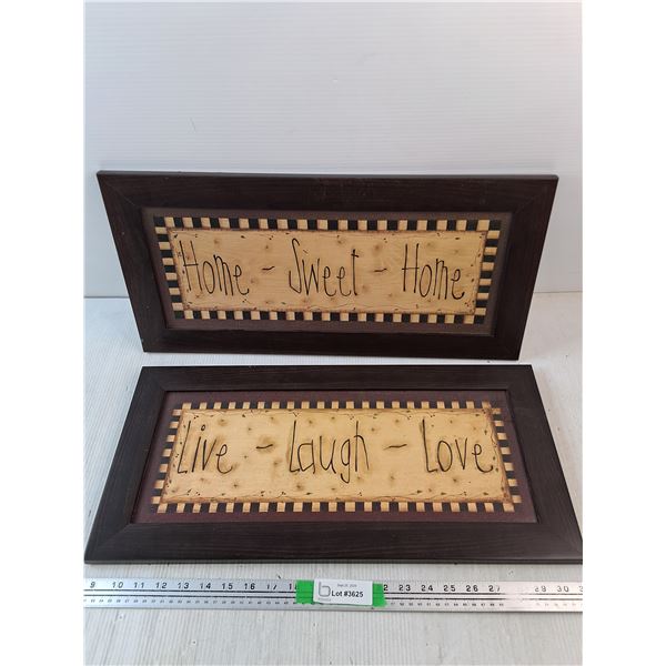 Framed Wall Signs - Live, Laugh, Love & Home Sweet Home 23" x 11"
