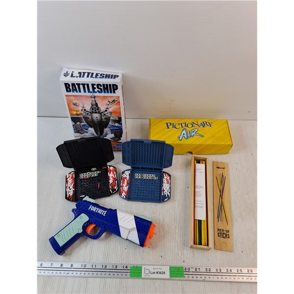 Fortnite Nerf Gun, Battleship, & Pictionary Air Games, Pick Up Sticks