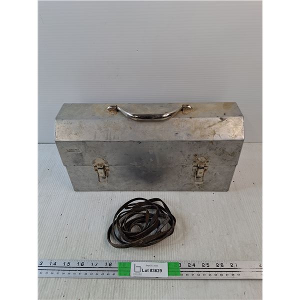 Vintage Metal Tool Box, Leather Rope