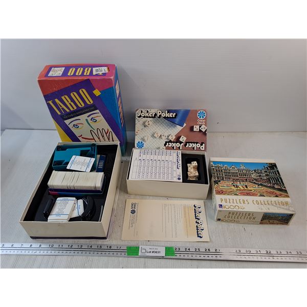 (2) Party Games - Taboo, Joker Poker, 1000 pcs Grand Place Puzzle