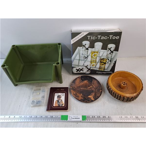 Tic Tac Toe Drinking Game, Volcan Osorno Decorative Plate, Plastic Bin, Mini Album, Misc