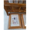Image 2 : Wooden Magazine Rack, (2) Framed Embroidery Wall Art 9" x 7"