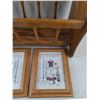 Image 3 : Wooden Magazine Rack, (2) Framed Embroidery Wall Art 9" x 7"