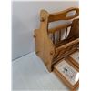 Image 6 : Wooden Magazine Rack, (2) Framed Embroidery Wall Art 9" x 7"