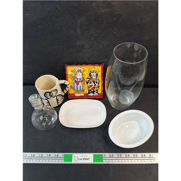 Ceramic Dishes, Mug, Oil Pitcher, Glass Vase, Ceramic Coaster