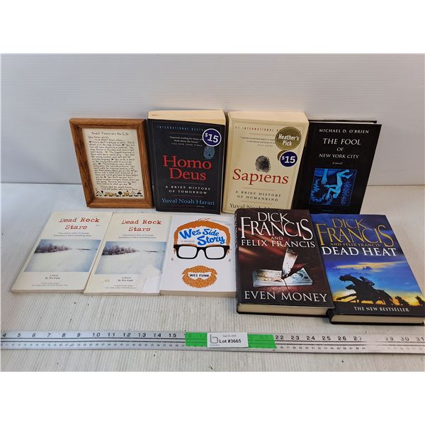 Framed Small Towns Are Life Wall Decor, Various Books - Home Deus, Wes Side Story, Dick Francis