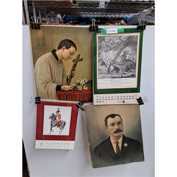 Vintage Calendars, (2) Wall Prints 20" x 16"