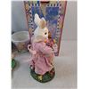 Image 6 : Easter Spring Bunny Figure, Wall Decor, Ceramic Planter, Wicker Basket