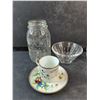 Image 2 : Ceramic Tea Cup & Coaster, Crystal Tea Candle Holder, Glass Jar & Bowl