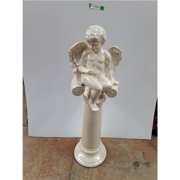 Ceramic Cherub on a Column Pedestal 42", Cannot Ship