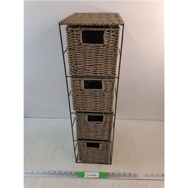 4 Drawer Wicker Basket Storage Organizer 26" x 7" x 10" - PICK UP