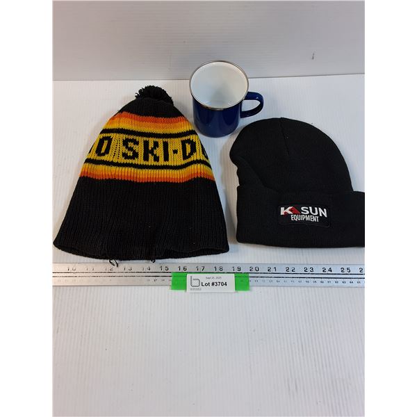 (2) Toques: Skidoo Toque and Enamel Coffee Mug