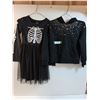 Image 1 : Girls Clothes: Skeleton Halloween Dress & Silver Stars Hoodie - Size 10-12