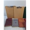Image 2 : (2) Clip Boards, File Folder, Various Books - Websters Dictionary , New Practical Physics