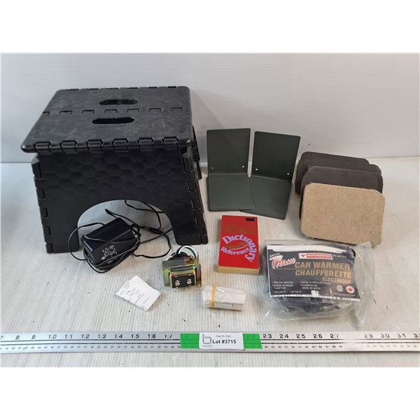 Folding Step Stool, Dictionary Reference, Motomaster Car Warmer, Coasters, Misc