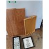 Image 3 : Pressed Wood Panels, Wooden Serving Board, (2) Framed Wall Art Decorations 10" x 10" PICK UP