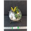 Image 1 : Decorative Glass Bowl Terrarium on Metal Stand