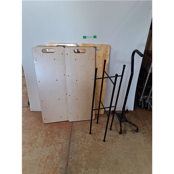 (4) Wooden Boards 31" x 12", Quad Cane, Plant Stand - Cannot Ship