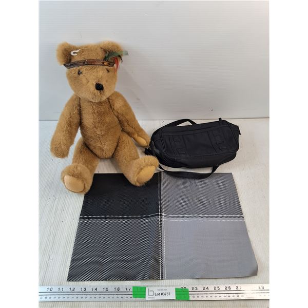 Plush Bear, Shoulder Bag, Desk Mat 18" x 12"