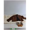 Image 1 : Kids Faux Leather Jacket - Size 2-3Y, Table Cloth - 60' x "70", Child's Mocassins - 4.5" Sole