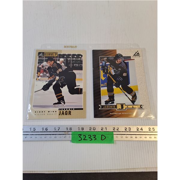 (2) Large Jaromir Jagr Collector Cards (Beehive & Zenith) - Authenticity Not Guaranteed