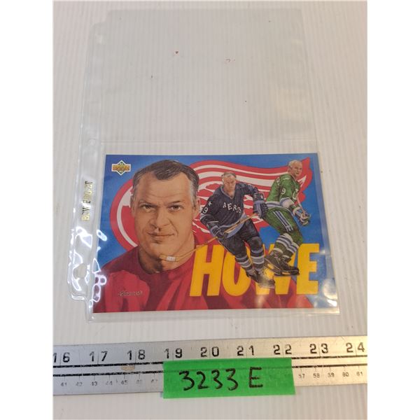 Large Gordie Howe "3 Team" Upper Deck Collector Card - Authenticity Not Guaranteed