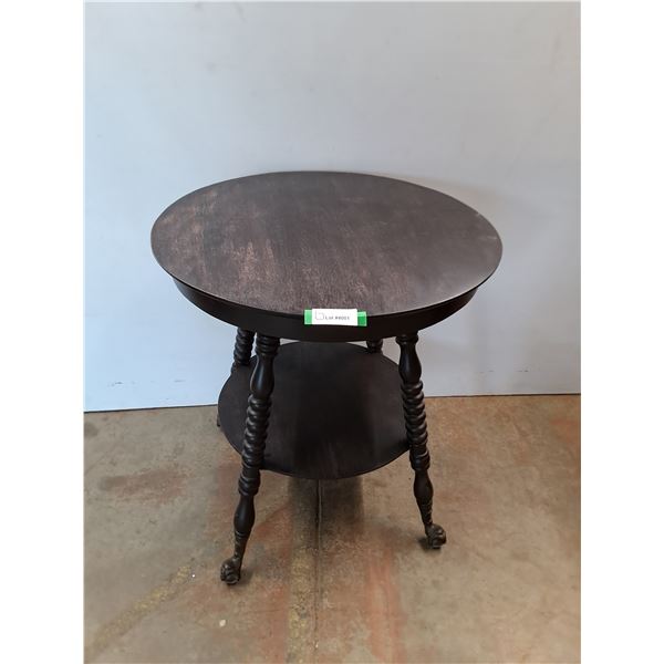 * Vintage Wooden Clawfooted 2-Tier Parlour Table - 26" Dia x 29.5" High - PICK UP ONLY