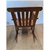 Image 4 : * Vintage Wooden Rocking Chair with Leather Seat Patch - 24x29x32" - Left Arm Loose - Pickup Only