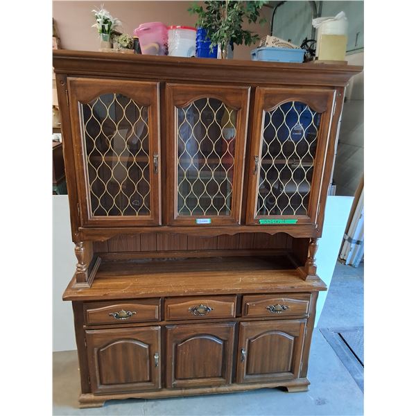 * Vintage Wooden Hutch - 15.5x58x78" - Top Separates From Bottom - Pickup Only