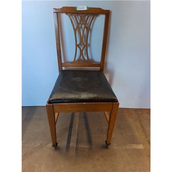 * Vintage Wooden Dining Chair - Front Legs have Castors - Pickup Only