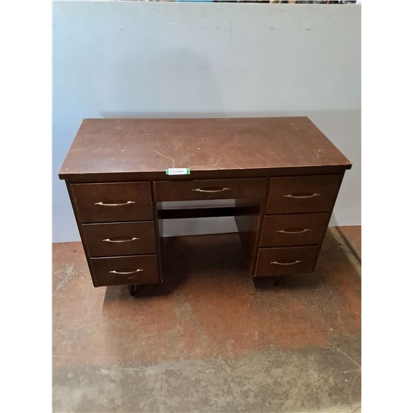 * Vintage Wooden 7-Drawer Desk - 43.5x20x29.5" - Pickup Only