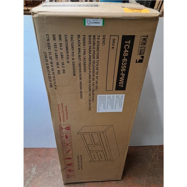 * Twin-Star #TC486356PW07 "Black Walnut TV Stand" - NIB - 52x20x12" - Pickup Only