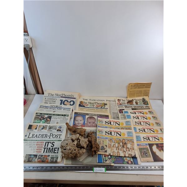 Assorted 2000's Complete Newspapers, 3-pieces of Driftwood