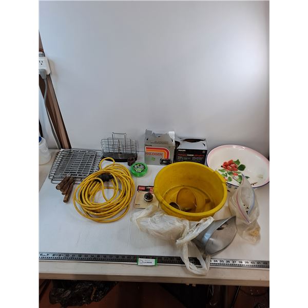 Oil Pans w/Funnels, BBQ Trays, Kitchen Caddy, Halogen Headlights, Extension Cord, Trimmer Line, Misc