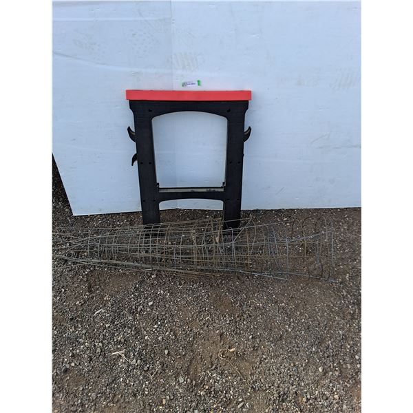 **(11) Tomato Plant Garden Stakes, Folding Saw Horse (Missing Support Bracket) - Pickup Only