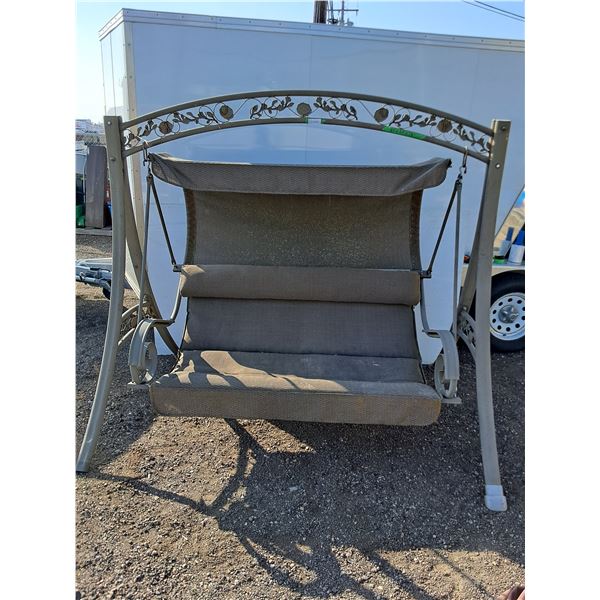 ** Multi-Person Canopied Outdoor Swing - Missing 1 Rubber Foot - Pickup Only