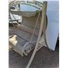 Image 3 : ** Multi-Person Canopied Outdoor Swing - Missing 1 Rubber Foot - Pickup Only
