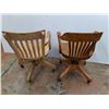 Image 3 : *(2) Oak Rolling Office Chairs Up to 33", Cannot Ship
