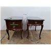 *(2) Wooden Side Tables with Glass Tops- As Is, Cannot Ship