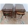 Image 4 : *(2) Wooden Side Tables with Glass Tops- As Is, Cannot Ship