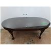 *Oval Wooden Coffeetable with Glass Top, Cannot Ship