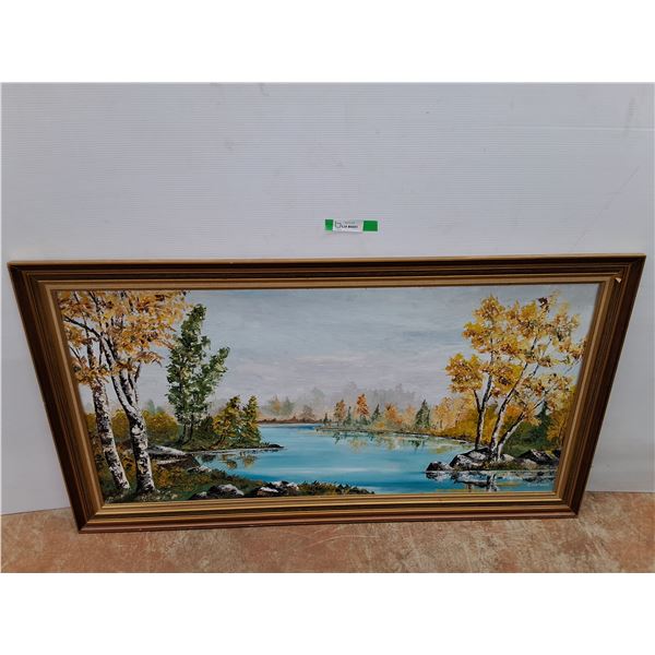 *Framed Lake Painting 53.5" x 29.5", Cannot Ship