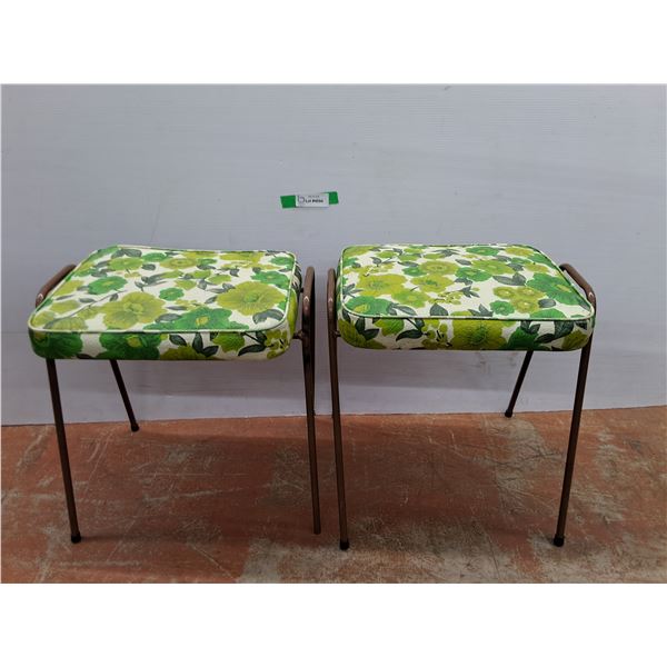 (2) Vintage Stools 17  x 12  x 17 , Cannot Ship