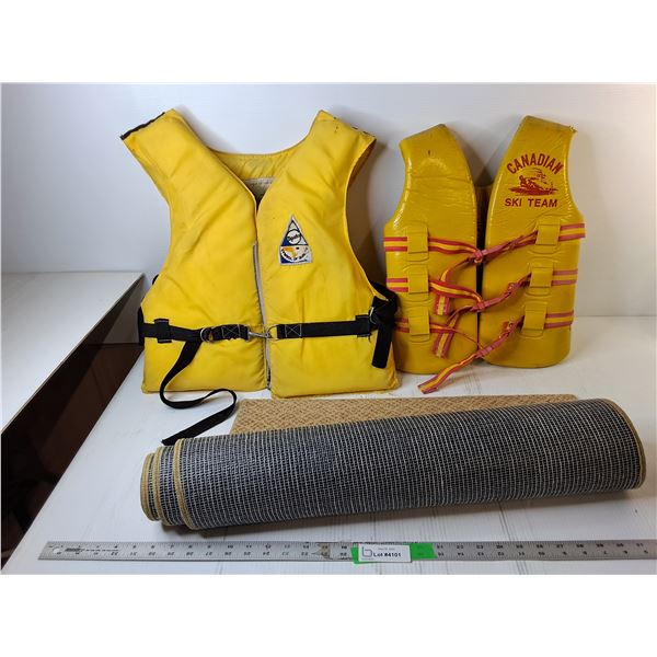 (2) Vintage Lifejackets- One Zipper Stuck & Carpet Runner 60" x 24"
