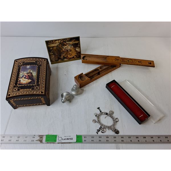 Charm Bracelet, Baby Jesus Storage Box & Photo, Misc.