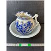 Ceramic Wash Basin 14.5" Diameter & Pitcher 10" Tall