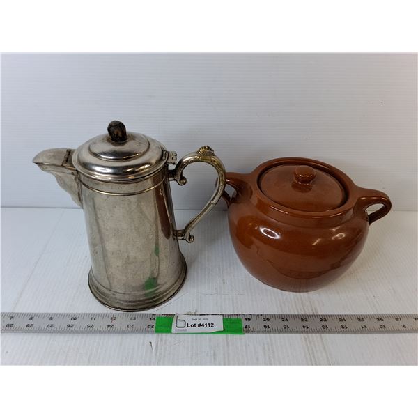 Metal Coffeepot & Bean Pot